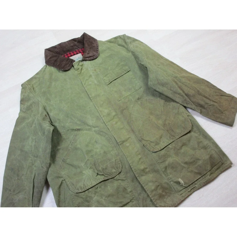 Vintage Bill Boatman & Co Greenbriar Waxed Canvas Tin Cloth Field Jacket (XL)